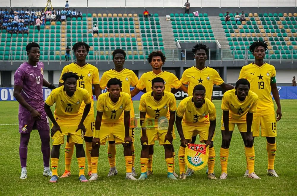 The Ghana under-20 squad lined up before a WAFU tournament match